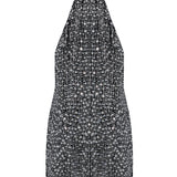Silver Sequined Black Halter Neck Mini Dress With Crystal Rope Neckline