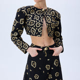 Denim Skirt With Gold Leopard Sequin
