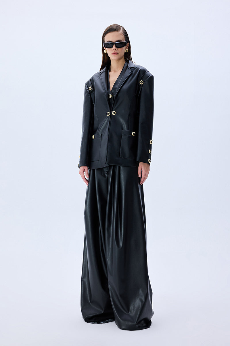 FW25-P-1008-Black-36 raisa_vanessa black-pleated-leather-wide-leg-pants-with-rv-stamped-buttons