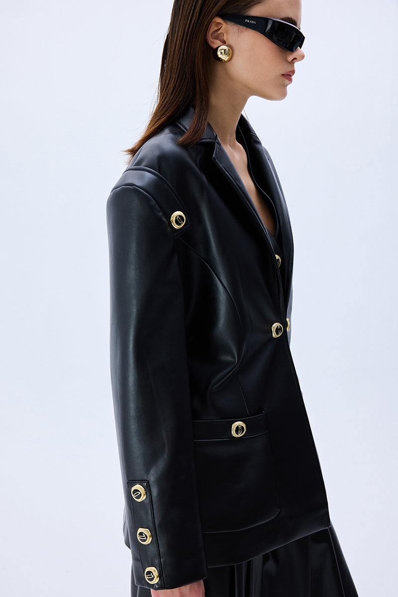 FW25-P-1008-Black-38 raisa_vanessa black-pleated-leather-wide-leg-pants-with-rv-stamped-buttons