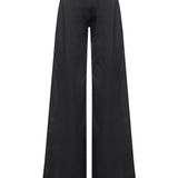 Pleated Black Satin Pants