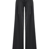 Pleated Black Satin Pants