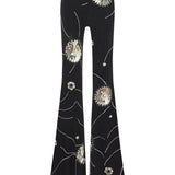 Black Sequined Jersey Flare Pants With