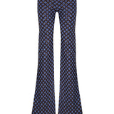 Brown Sequined Net Flare Denim Pants