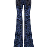 Leopard Velvet Printed Denim Flare Pants