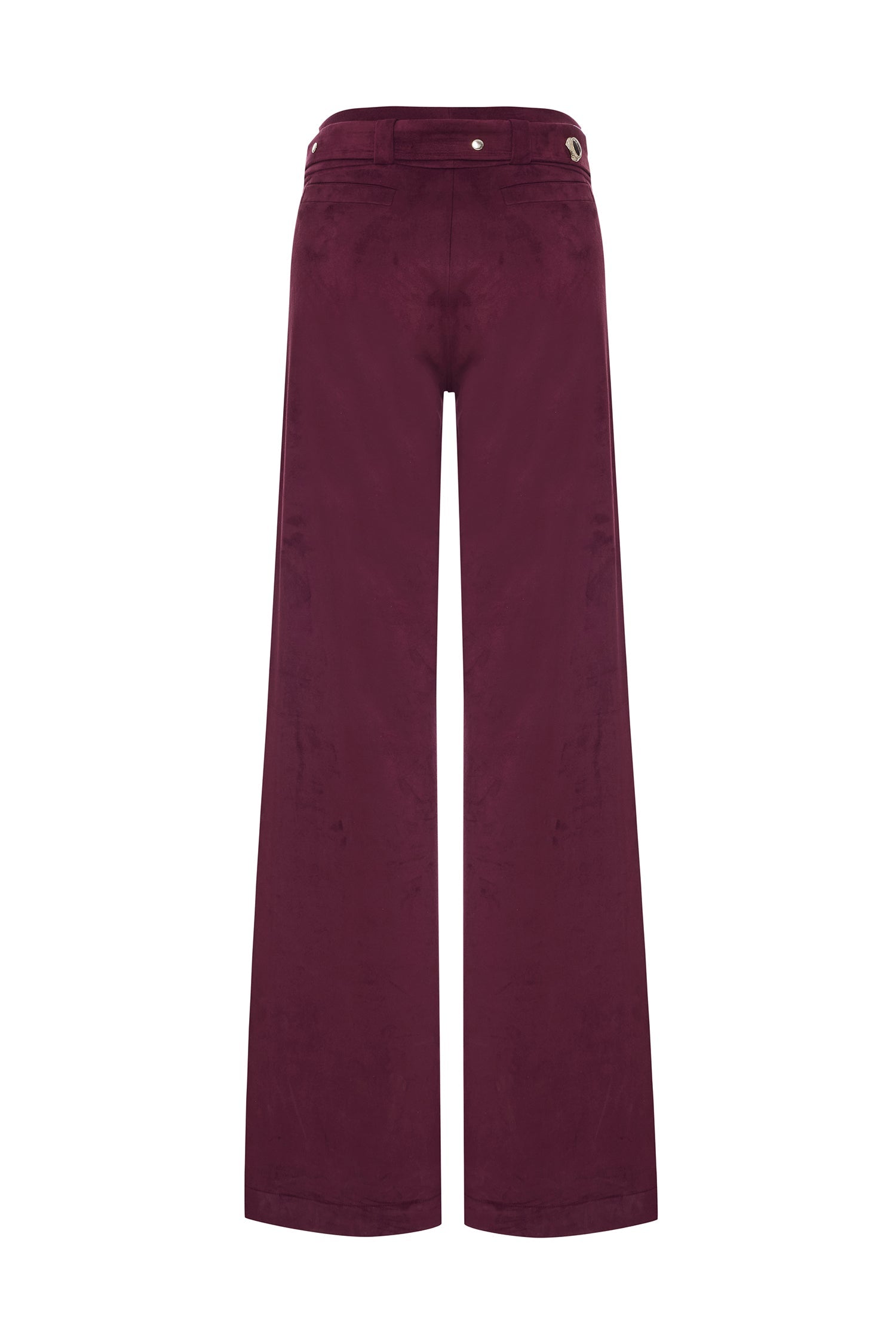 burgundy-suede-wide-leg-pants-with-rv-stamped-button-detailed-belt raisa_vanessa burgundy-suede-wide-leg-pants-with-rv-stamped-button-detailed-belt