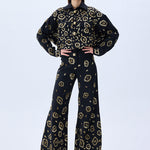 Denim Pants With Gold Leopard Sequin