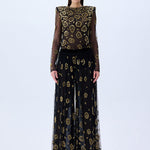 Tulle Transparent Top With Leopard Sequin