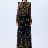 Tulle Transparent Top With Leopard Sequin