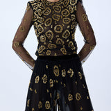 Tulle Transparent Top With Leopard Sequin