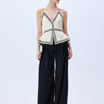 Pleated Black Satin Pants