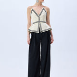 Pleated Black Satin Pants