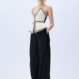 Pleated Black Satin Pants