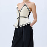 Pleated Black Satin Pants