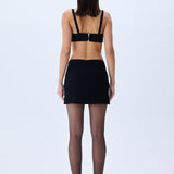 Black Tulle Top With Patent Flower Detail