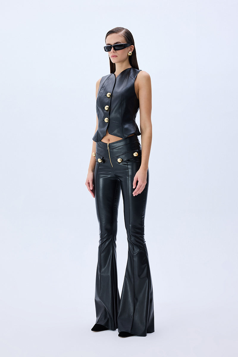 FW25-T-1012-Black-36 raisa_vanessa black-leather-stretchy-vest-with-gold-buttons