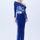 Indigo Velvet Maxi Skirt