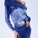 Indigo Velvet Maxi Skirt