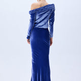 Indigo Velvet Maxi Skirt