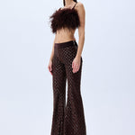 Brown Feather Crop Top