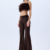 Brown Feather Crop Top
