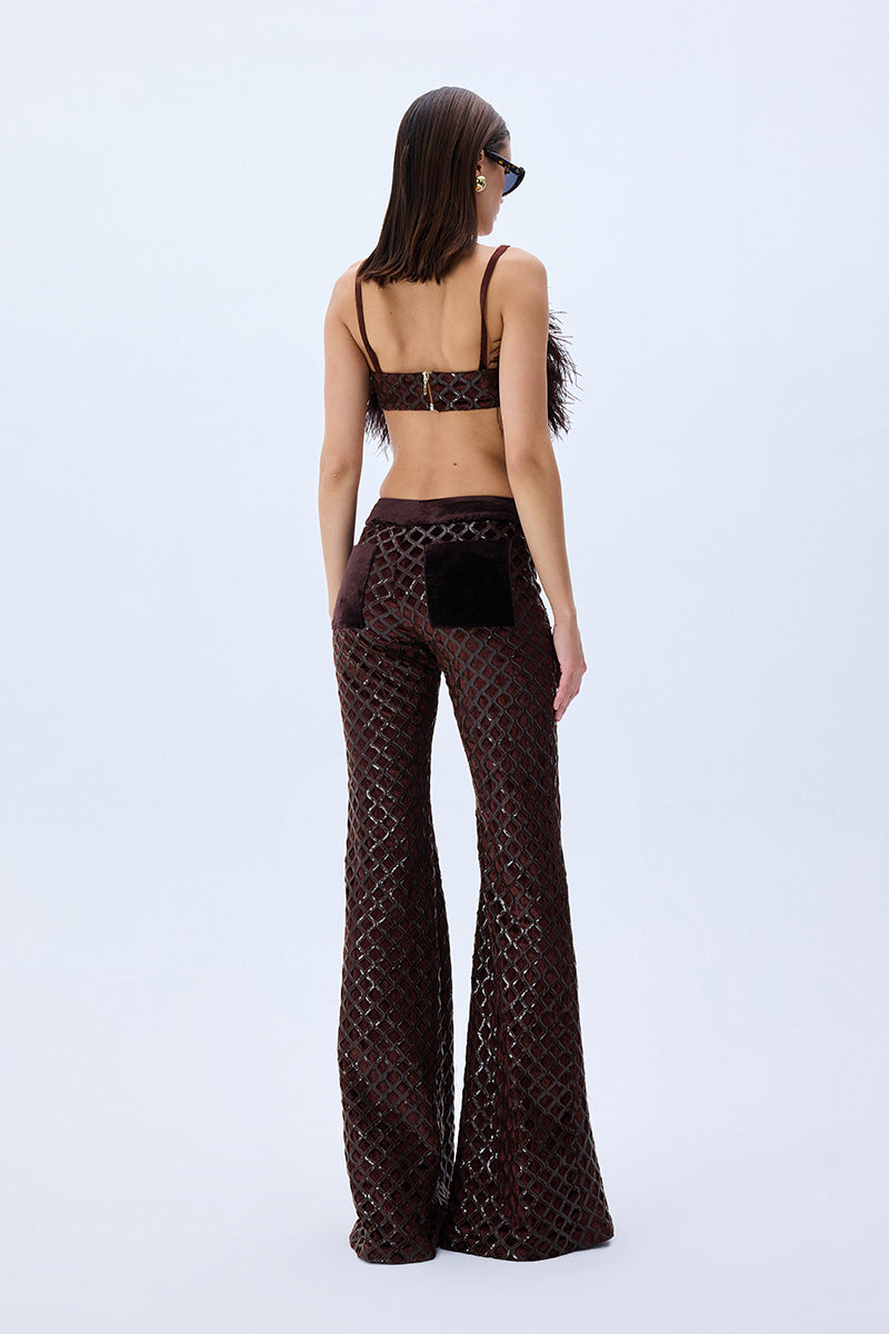 FW25-P-1011-Brown-42 raisa_vanessa brown-sequined-net-flare-pants-with-velvet-lining