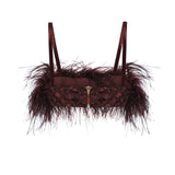 Brown Feather Crop Top