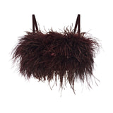 Brown Feather Crop Top