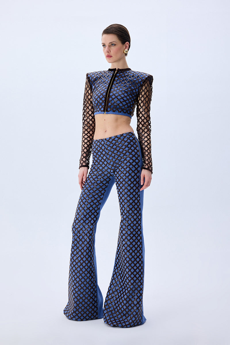FW25-T-1018-Multicolor-36 raisa_vanessa brown-sequined-net-jacket-with-denim-lining-and-gold-zipper