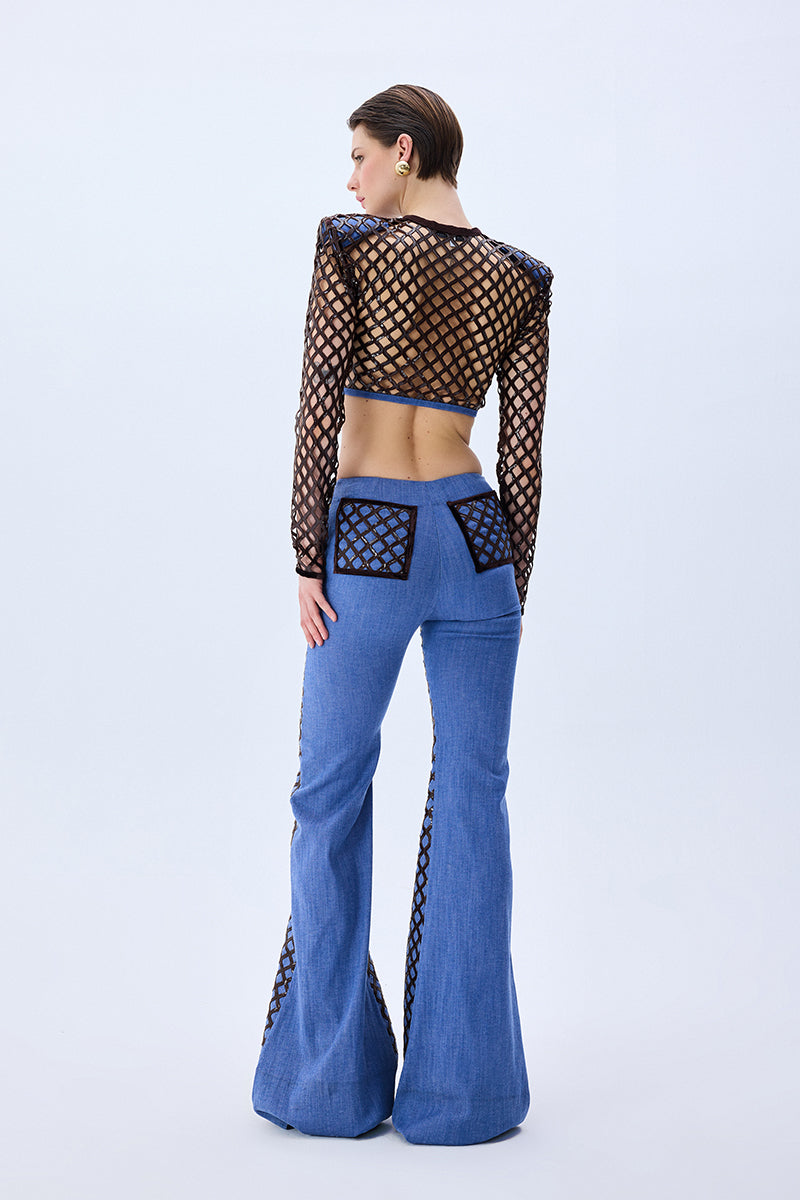 FW25-T-1018-Multicolor-42 raisa_vanessa brown-sequined-net-jacket-with-denim-lining-and-gold-zipper