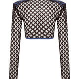 Brown Sequined Net Jacket With Denim Lining And Gold Zipper