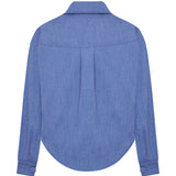 Denim Shirt With Brown Sequined Net Pockets