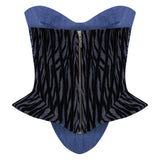 Leopard Velvet Printed Denim Corset