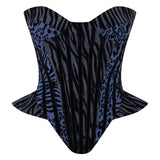 Leopard Velvet Printed Denim Corset