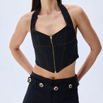 FW25-T-1022-Navy-36 raisa_vanessa denim-stretchy-top-with-metal-zip-detail