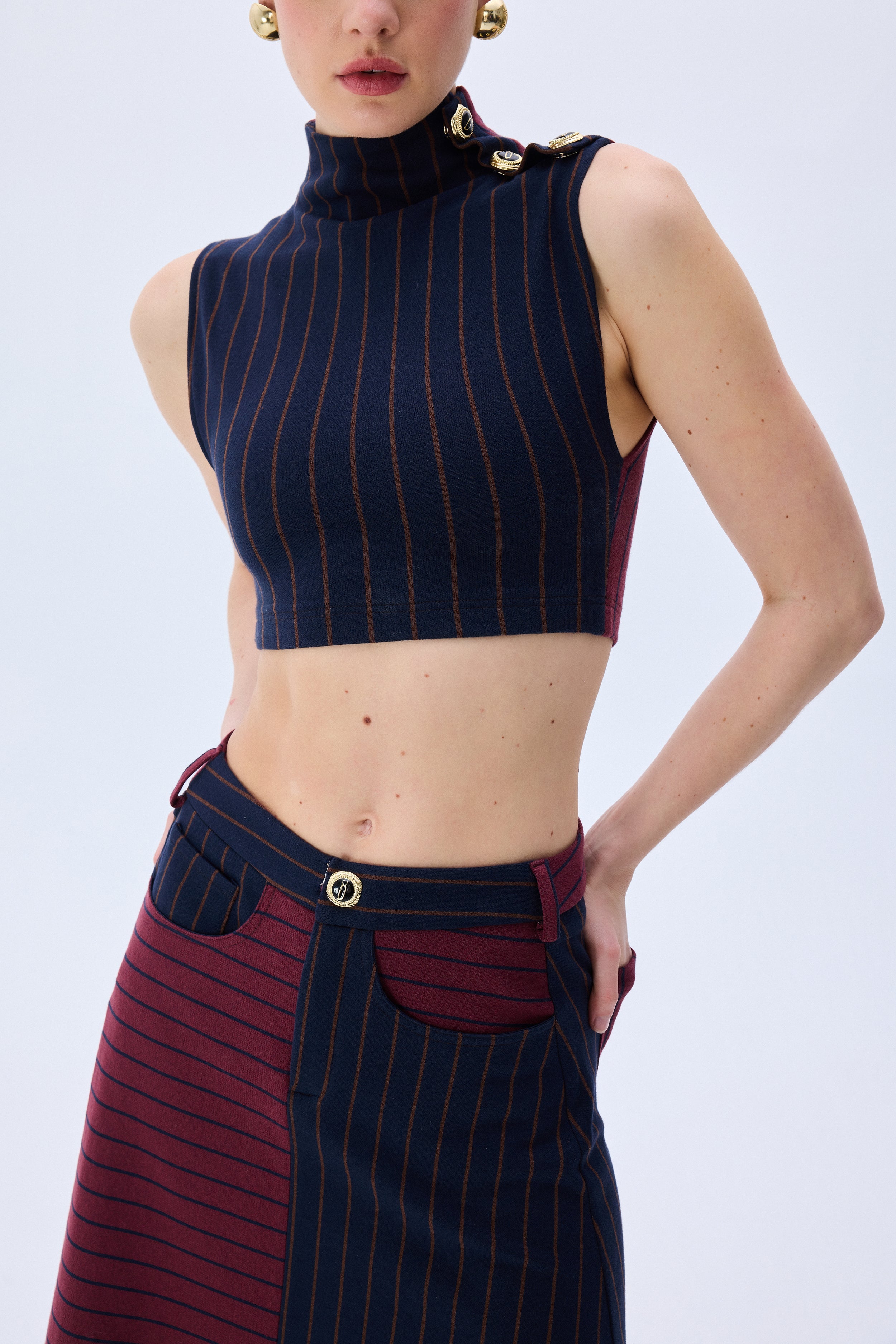 FW25-S-1011-Navy-38 raisa_vanessa navy-burgundy-knitted-stretchy-skirt