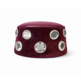 Crystal Embellished Burgundy Velvet Hat