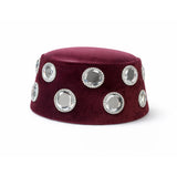 Crystal Embellished Burgundy Velvet Hat