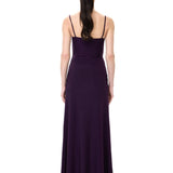 Plum Jersey Dress With Mirror Embellishment