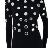 Black Jersey Dress With Mirror Embellishment