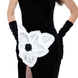 Black Velvet Corset Dress With Organza Flower Detail