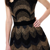 Gold Glitter Mini Dress With Velvet Borders
