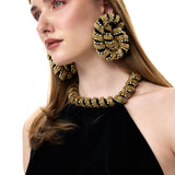 Black Velvet Halter Neck Maxi Dress With Crystal Rope Detail