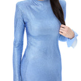 Blue Crystal-Embellished Mesh Dress