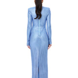 Blue Crystal-Embellished Mesh Dress