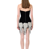 Black Corset Mini Dress With Crystal Embroidery Detail