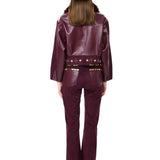 Suede And Leather Jacket With Fur Collar And Gold Accessories