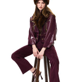 Suede And Leather Jacket With Fur Collar And Gold Accessories