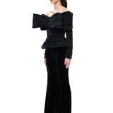Black Velvet Flared Pants