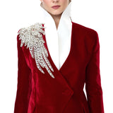 Red Velvet Jacket With Crystal Accessory Detail
